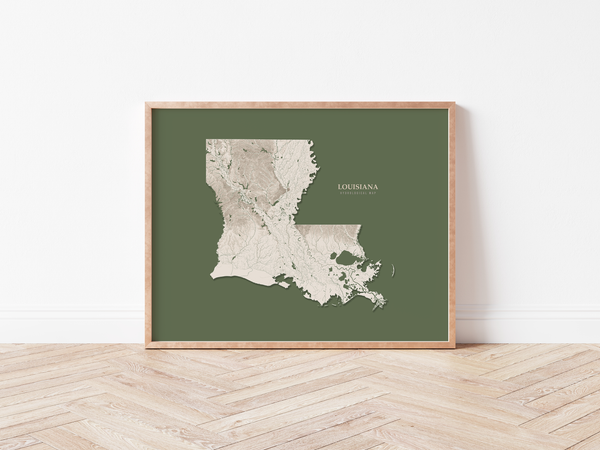Louisiana Hydrological Map Poster Green