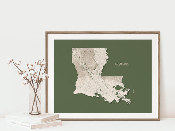 Louisiana Hydrological Map Poster Green
