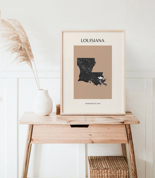 Louisiana Mid-Century Modern Hydrological Map