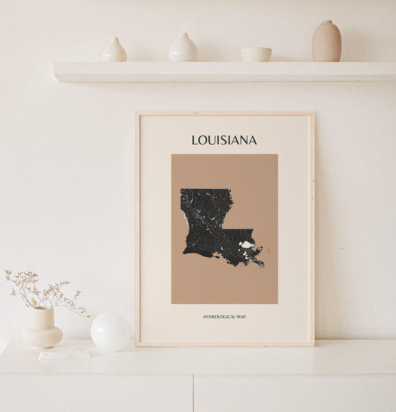 Louisiana Mid-Century Modern Hydrological Map