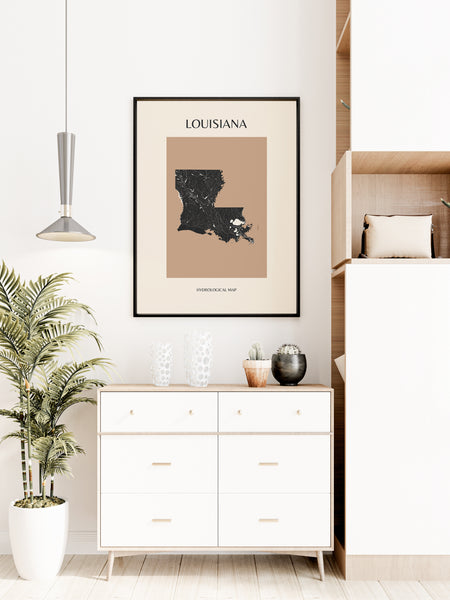 Louisiana Mid-Century Modern Hydrological Map