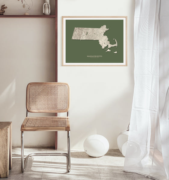 Massachusetts Hydrological Map Green