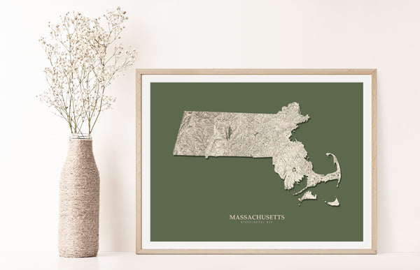 Massachusetts Hydrological Map Green