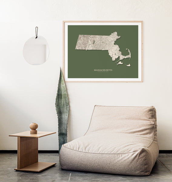 Massachusetts Hydrological Map Green