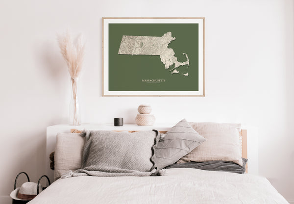 Massachusetts Hydrological Map Green