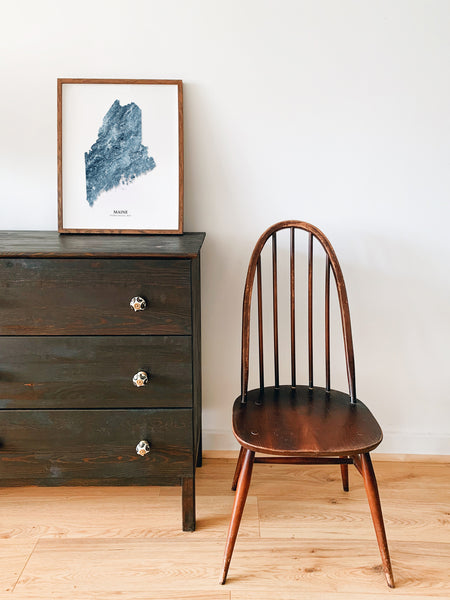 Maine Hydrological Map Poster Blue