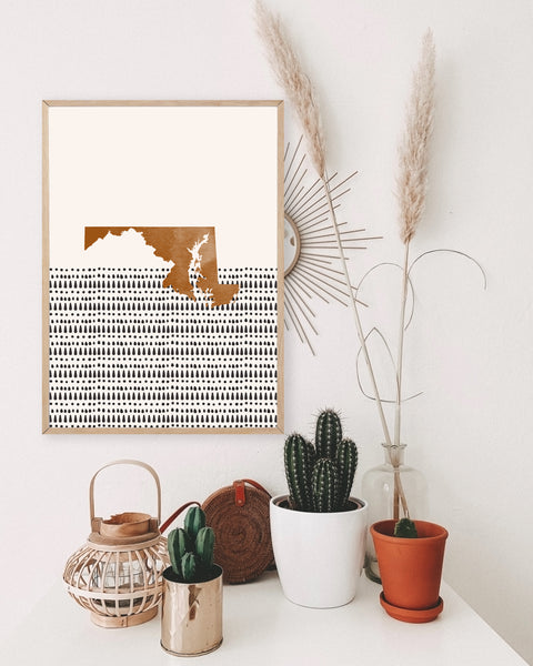 Maryland Boho Wall Art Map