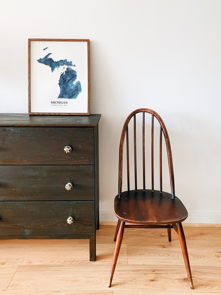 Michigan Hydrological Map Poster Blue