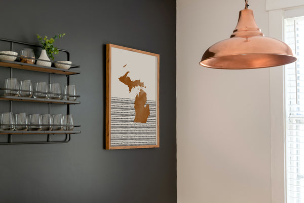 Michigan Boho Wall Art Map