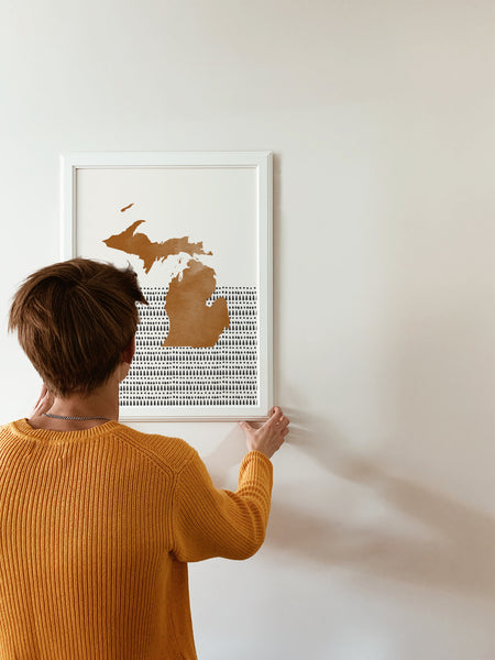 Michigan Boho Wall Art Map