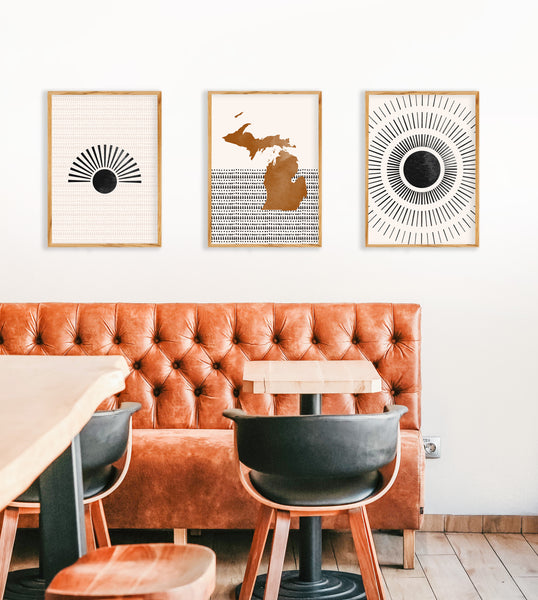 Michigan Boho Wall Art Map