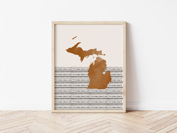 Michigan Boho Wall Art Map