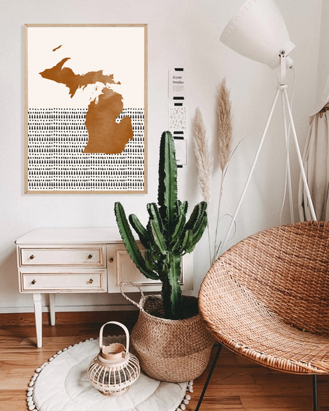 Michigan Boho Wall Art Map