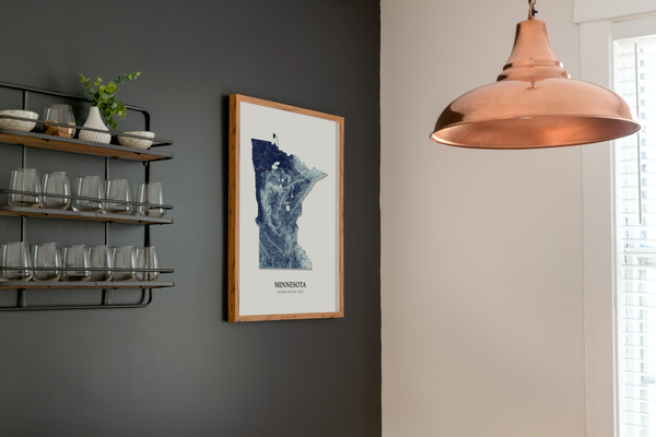 Minnesota Hydrological Map Poster Blue