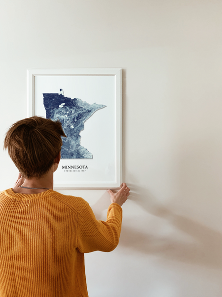 Minnesota Hydrological Map Poster Blue