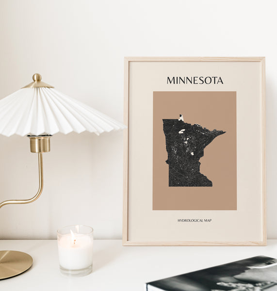 Minnesota Mid-Century Modern Hydrological Map
