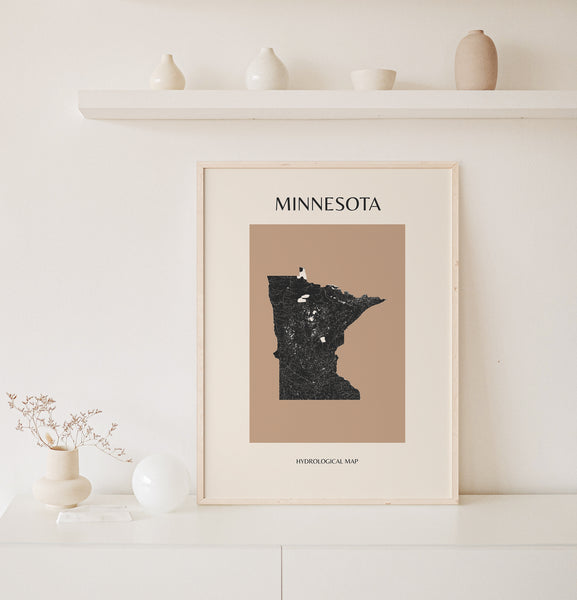 Minnesota Mid-Century Modern Hydrological Map