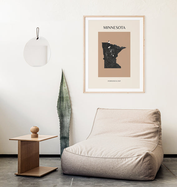 Minnesota Mid-Century Modern Hydrological Map