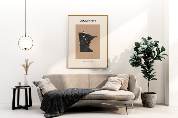 Minnesota Mid-Century Modern Hydrological Map