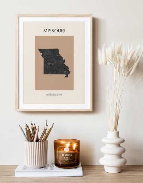 Missouri Mid-Century Modern Hydrological Map