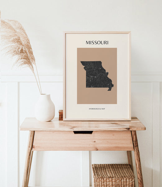 Missouri Mid-Century Modern Hydrological Map