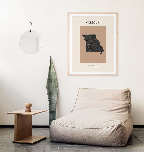 Missouri Mid-Century Modern Hydrological Map