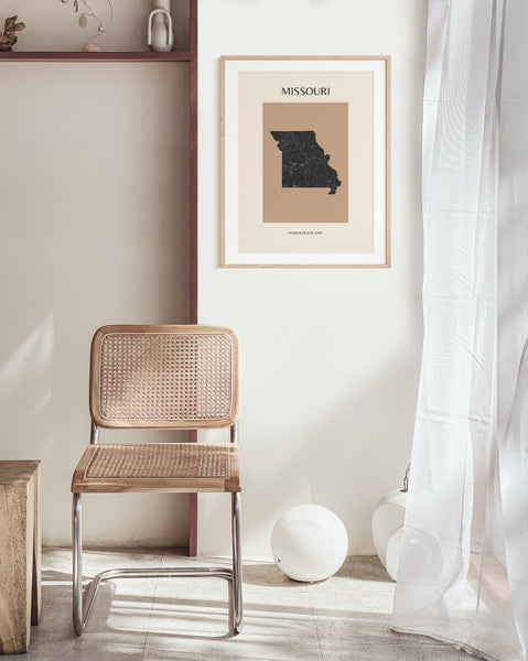 Missouri Mid-Century Modern Hydrological Map