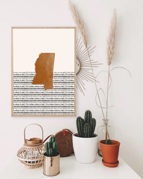 Mississippi Boho Wall Art Map