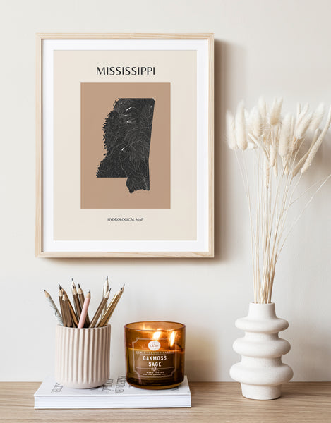 Mississippi Mid-Century Modern Hydrological Map
