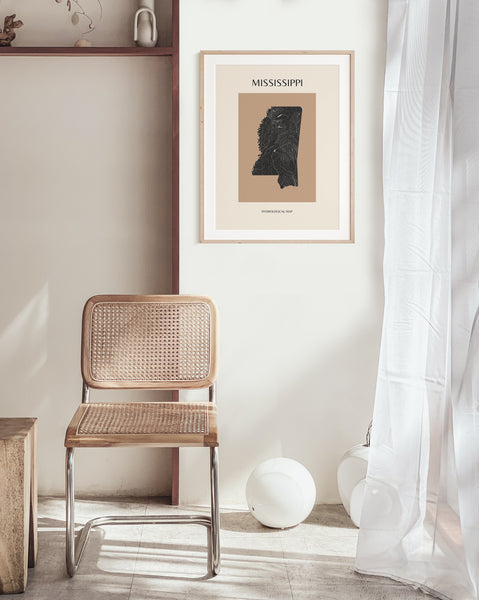 Mississippi Mid-Century Modern Hydrological Map