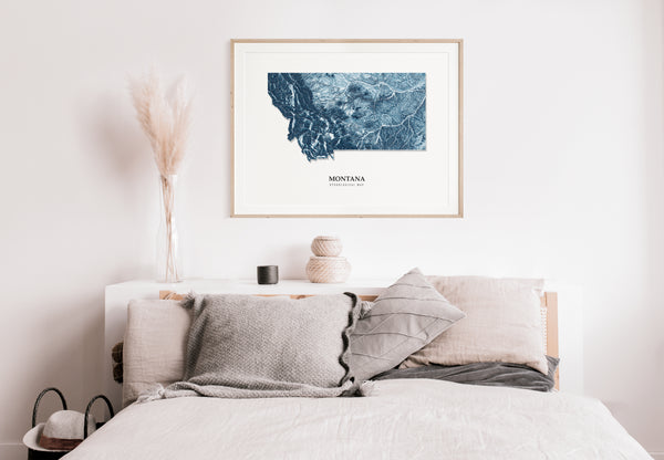 Montana Hydrological Map Blue