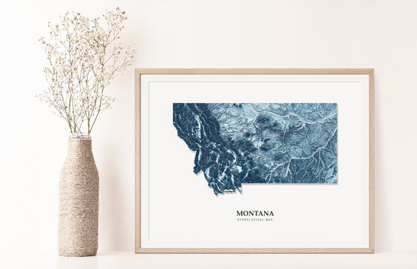 Montana Hydrological Map Blue
