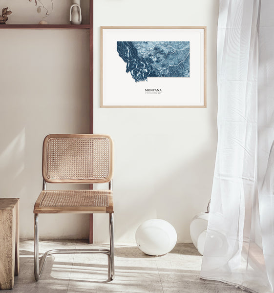 Montana Hydrological Map Blue