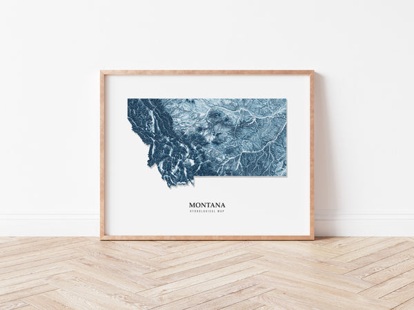 Montana Hydrological Map Blue