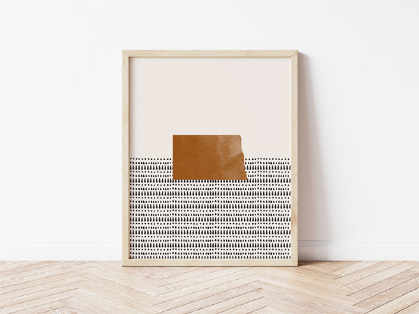 North Dakota Boho Wall Art Map
