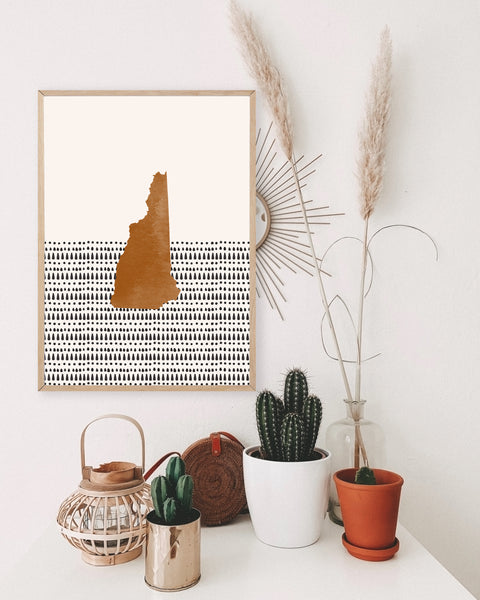 New Hampshire Boho Wall Art Map