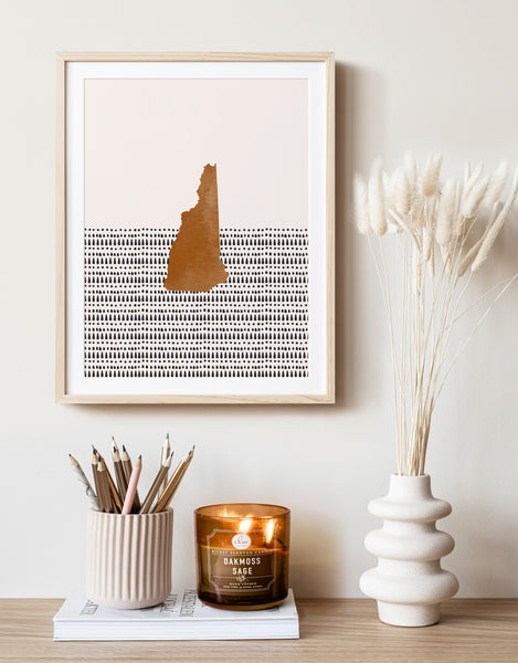 New Hampshire Boho Wall Art Map