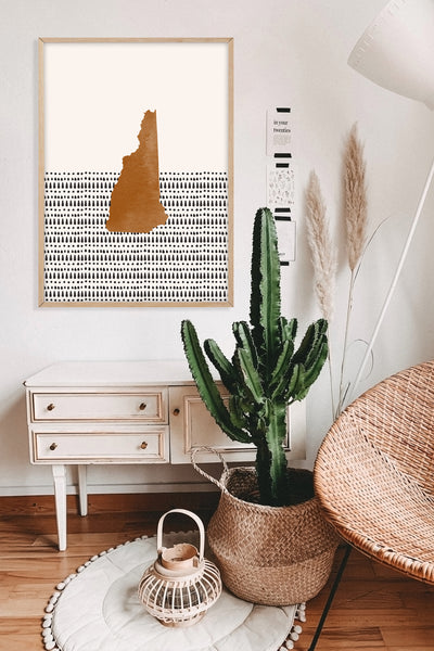 New Hampshire Boho Wall Art Map