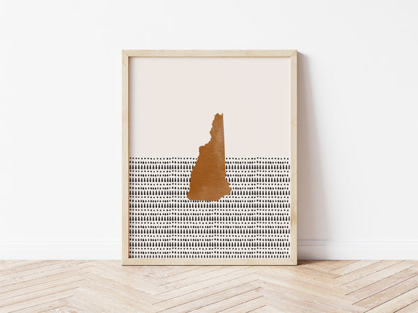 New Hampshire Boho Wall Art Map