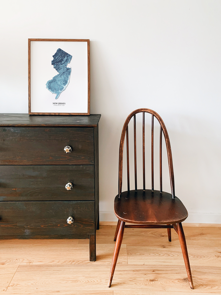 New Jersey Hydrological Map Poster Blue