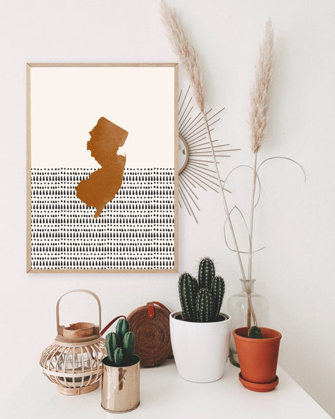New Jersey Boho Wall Art Map