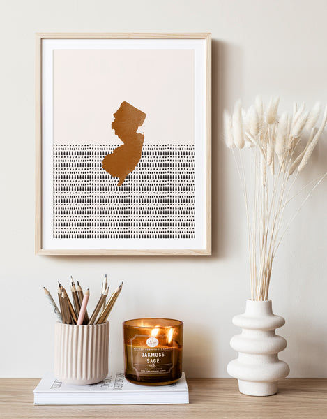 New Jersey Boho Wall Art Map
