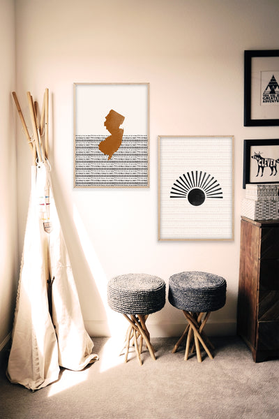 New Jersey Boho Wall Art Map