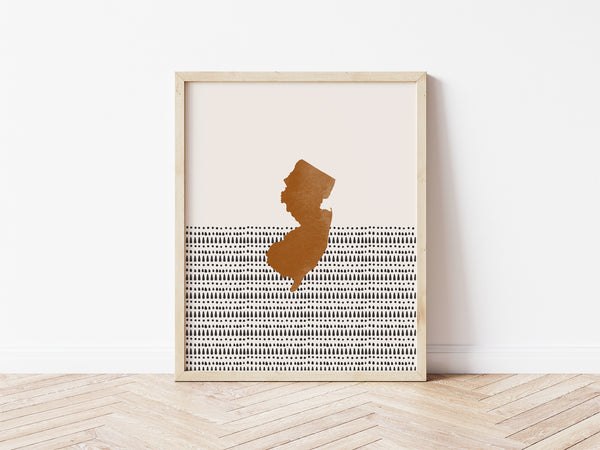 New Jersey Boho Wall Art Map