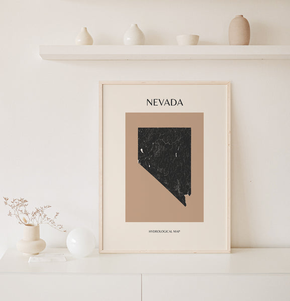 Nevada Mid-Century Modern Hydrological Map
