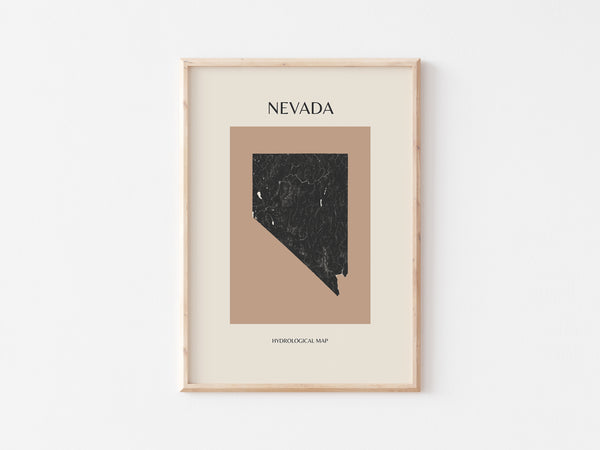 Nevada Mid-Century Modern Hydrological Map