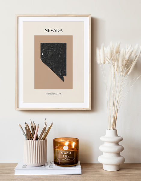 Nevada Mid-Century Modern Hydrological Map