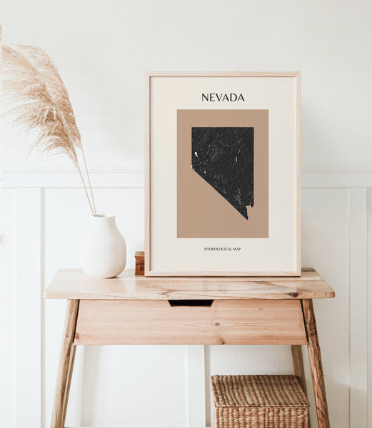 Nevada Mid-Century Modern Hydrological Map