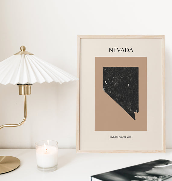 Nevada Mid-Century Modern Hydrological Map