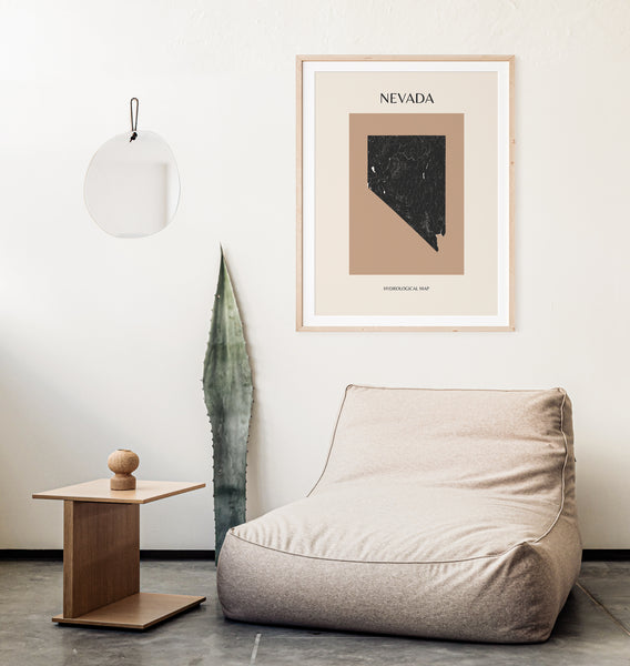 Nevada Mid-Century Modern Hydrological Map